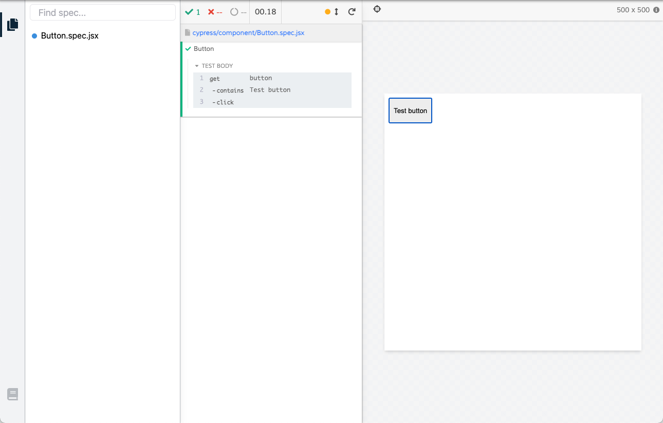 Single Spec file with single test run